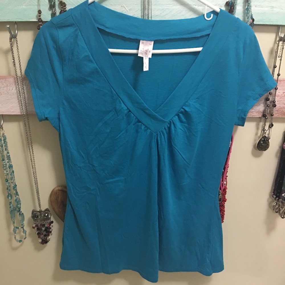 Rue 21 Blue V-neck Shirt